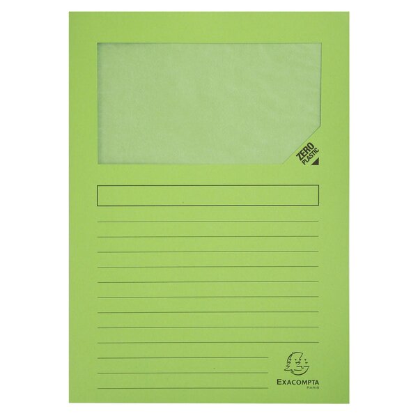 Paquet De 25 Chemises À Fenêtre Forever 130g/m2 - 22x31cm - Vert Pré - X 16 - Exacompta