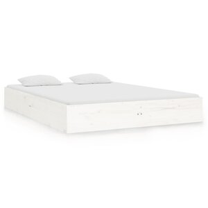 vidaXL Cadre de lit sans matelas blanc bois massif 135x190 cm