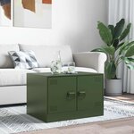 vidaXL Table basse vert olive 67x50x44 cm acier