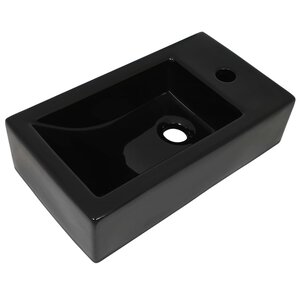 vidaXL Vasque avec trou de robinet Céramique Noir 46 x 25 5 x 12 cm