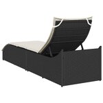 vidaXL Chaise longue pliante coussin et rangement noir résine tressée