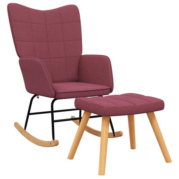 vidaXL Chaise à bascule avec tabouret Rouge bordeaux Tissu