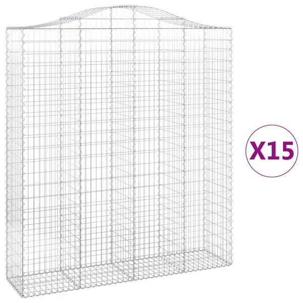 vidaXL Paniers à gabions arqués 15 Pièces 200x50x220/240 cm Fer galvanisé