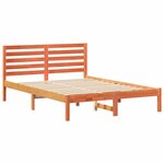 vidaXL Cadre de lit avec tête de lit Brun cire 135 x 190 cm Pin massif
