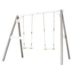 AXI Portique double 2 balancoires en bois Gris Blanc 160x254x207cm