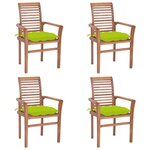 vidaXL Chaises à dîner 4Pièces avec coussins vert vif Bois de teck solide