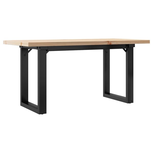 vidaXL Table basse cadre en O 90x40x45 5cm bois de pin massif et fonte