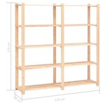 vidaXL Étagères de rangement à 5 niveaux 3Pièces 170x38x170 cm Pin 500 kg