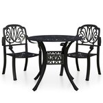Ensemble de bistro jardin meuble extérieur terrasse 3 pièces aluminium coulé noir 02_0013512
