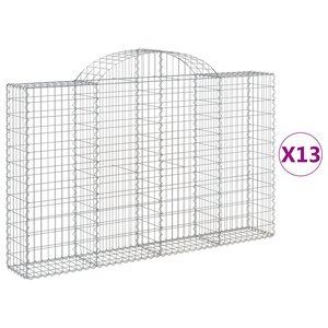 vidaXL Paniers à gabions arqués 13 Pièces 200x30x120/140 cm Fer galvanisé