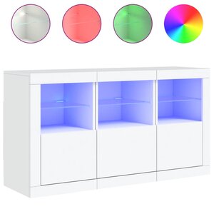 vidaXL Buffet avec lumières LED blanc 123x37x67 cm