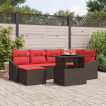 vidaXL Ensemble de Canapés 7 Pièces Marron et rouge Poly rotin