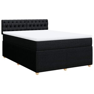 vidaXL Sommier à lattes de lit avec matelas Noir 140x200 cm Tissu