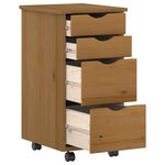 vidaXL Ensemble bureau et cabinet roulant MOSS 2 Pièces Brun Miel