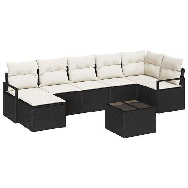 vidaXL Ensemble de canapé de jardin 8 Pièces Noir Poly rotin