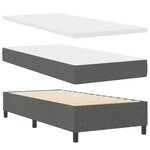 vidaXL Lit à ressorts avec matelas Gris foncé 90 x 190 cm tissu