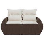 vidaXL Canapé de jardin avec coussins 2 places marron résine tressée
