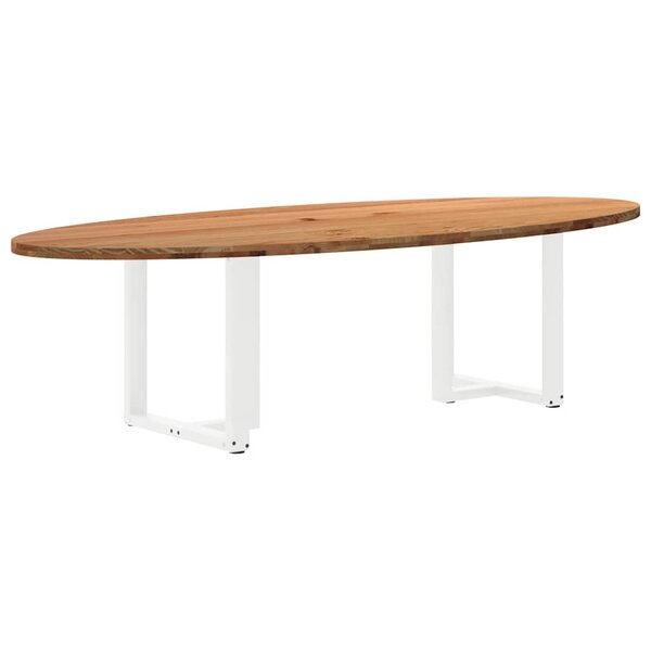 vidaXL Table à manger marron clair bois de chêne massif ovale