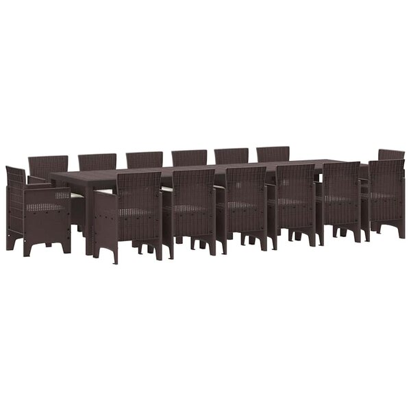 vidaXL Ensemble de salle à manger pour jardin 15 Pièces Marron