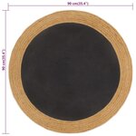 Vidaxl tapis tressé noir et naturel 90 cm jute et coton rond