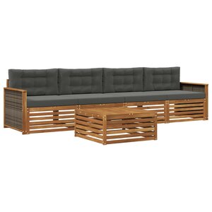 vidaXL Ensemble de canapés d'extérieur 5 Pièces Naturel et Anthracite