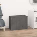 vidaXL Boîte à linge Gris 88 5x44x66 cm Bois massif de pin