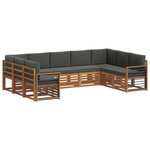 vidaXL Ensemble de canapés d'extérieur 9 pc Naturel et Anthracite