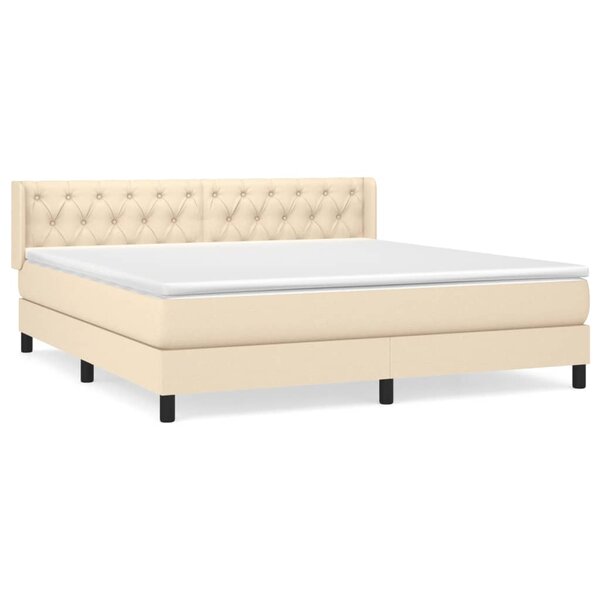 vidaXL Sommier à lattes de lit avec matelas Crème 160x200 cm Tissu