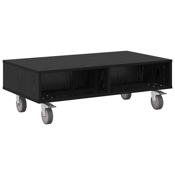 vidaXL Table d'appoint avec roues Chêne noir 90 x 50 x 30 cm