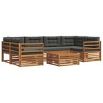 vidaXL Ensemble de canapés d'extérieur 7 Pièces Naturel et Anthracite