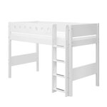 Flexa WHITE Lit sureleve avec echelle droite 90 x 200 cm Barriere de securite classique Blanc