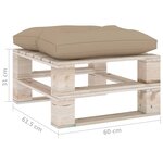 vidaXL Repose-pied palette de jardin avec coussin beige bois de pin