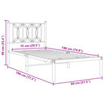 vidaXL Cadre de lit métal sans matelas avec tête de lit blanc 75x190cm