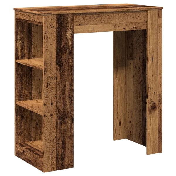 vidaXL Table de bar avec étagères vieux bois bois d'ingénierie