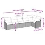 Ensemble de canapé de jardin 6 pièces avec coussins noir en poly rotin