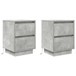 vidaXL Tables de chevet avec lumières LED 2 Pièces gris béton 38x34x50 cm