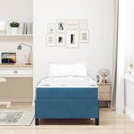 vidaXL Cadre de lit avec matelas Bleu foncé 90 x 190 cm tissu