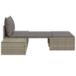 vidaXL Chaise longue double avec coussins gris résine tressée