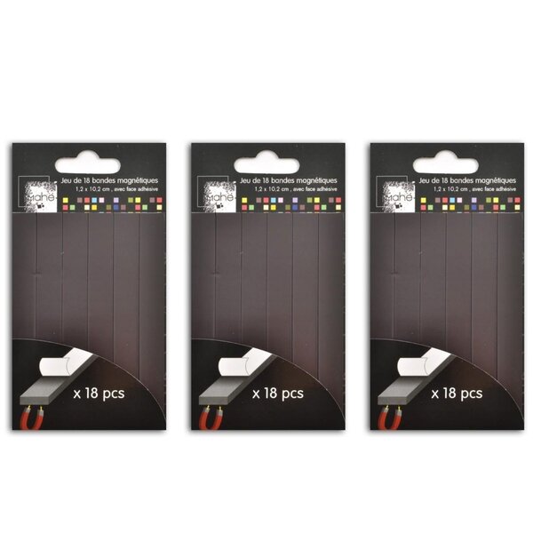 54 bandes adhésives magnétiques 10 2 x 1 3 cm