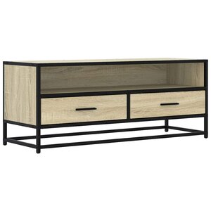 vidaXL Meuble TV chêne sonoma 100x34 5x40cm bois d'ingénierie et métal