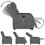 vidaXL Fauteuil inclinable de massage électrique Gris foncé Tissu