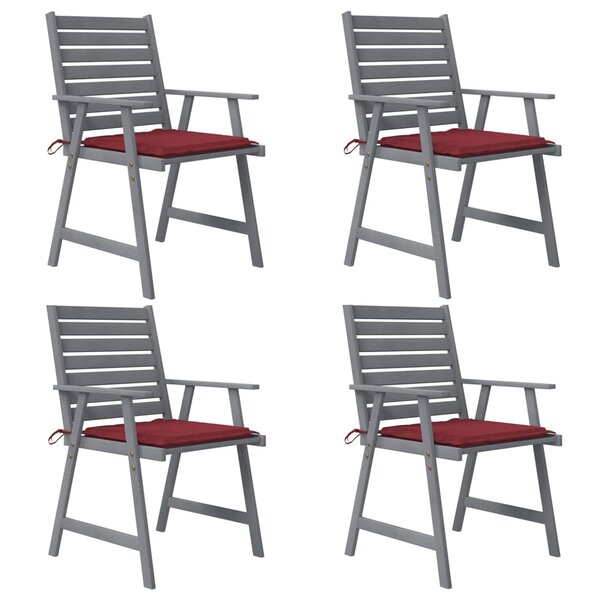 vidaXL Chaises à manger d'extérieur et coussins lot de 4 Acacia massif