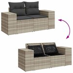 vidaXL Salon de jardin avec coussins 7 Pièces gris clair résine tressée