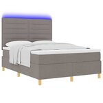 vidaXL Lit à ressort LED avec matelas Taupe 140 x 190 cm tissu