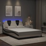 vidaXL Cadre de lit avec lumières LED blanc noir 140x200 cm similicuir