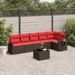 vidaXL Salon de jardin avec coussins 7 Pièces marron résine tressée