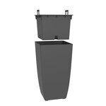 Bac à fleurs carré haut 42 L - 43 5 x 43 5 x hauteur 78 2 cm -Bac intérieur amovible - Anthracite