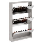 vidaXL Armoire à chaussures miroir 3 niveaux Gris béton 63x17x102 5 cm