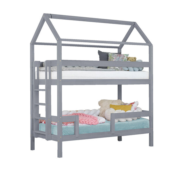 Lit superposé cabane MONTY 242 cm gris