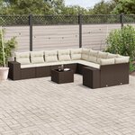 vidaXL Salon de jardin et coussins 11 Pièces marron résine tressée